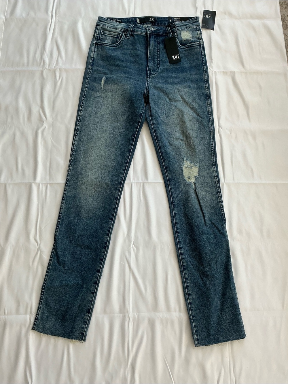 Kut from the Kloth Women's High Rise Slim Straight Jeans in Dark Blue